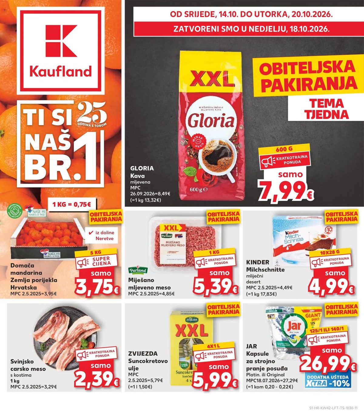 Naslovnica Kaufland katalog (1) do 20.10., 262 proizvoda u akciji, vrijedi 11. 10. 2026. – 20. 10. 2026.