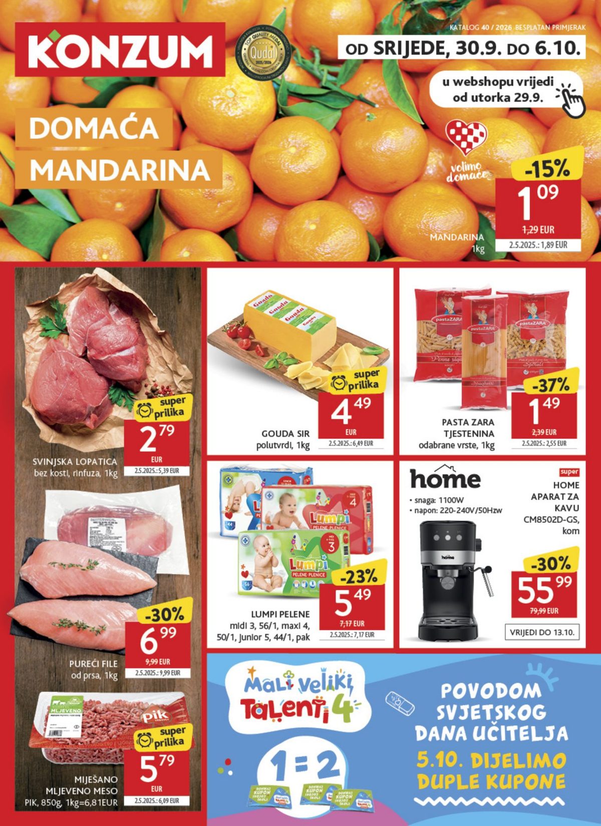Naslovnica Konzum katalog do 6.10., 318 proizvoda u akciji, vrijedi 30. 09. 2026. – 06. 10. 2026.