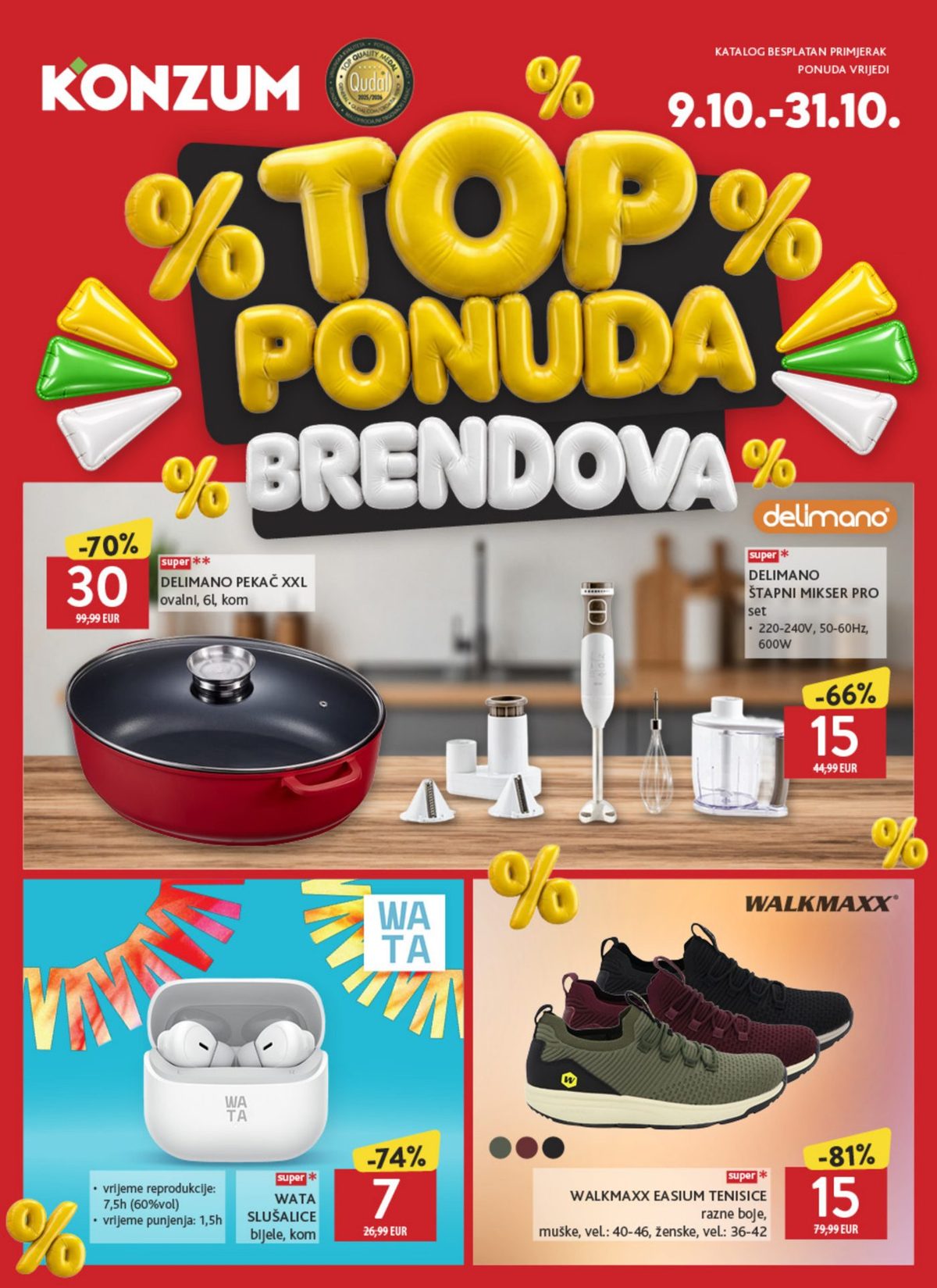 Naslovnica Konzum katalog top ponuda brendova do 31.10., 72 proizvoda u akciji, vrijedi 09. 10. 2026. – 31. 10. 2026.