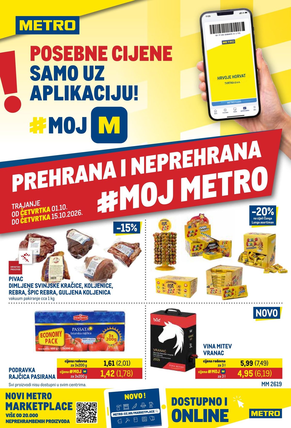 Naslovnica Metro Prehrana i neprehrana do 15.10., 100 proizvoda u akciji, vrijedi 01. 10. 2026. – 15. 10. 2026.
