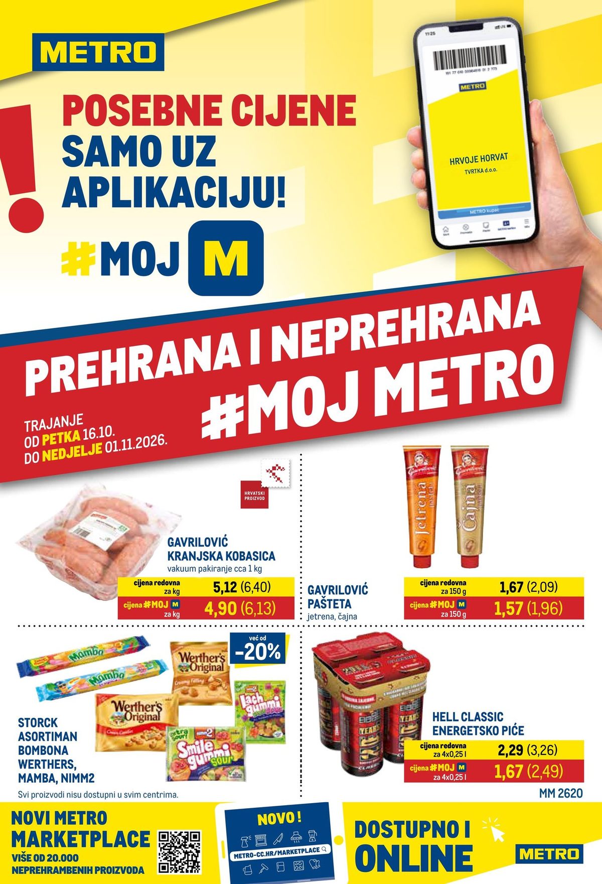 Naslovnica Metro Prehrana i neprehrana do 1.11., 73 proizvoda u akciji, vrijedi 16. 10. 2026. – 01. 11. 2026.