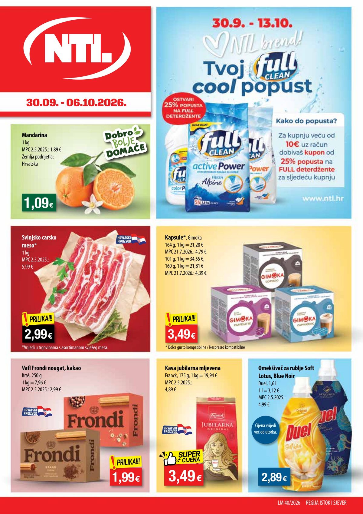 Naslovnica NTL letak Sjever i Istok do 6.10., 225 proizvoda u akciji, vrijedi 30. 09. 2026. – 06. 10. 2026.