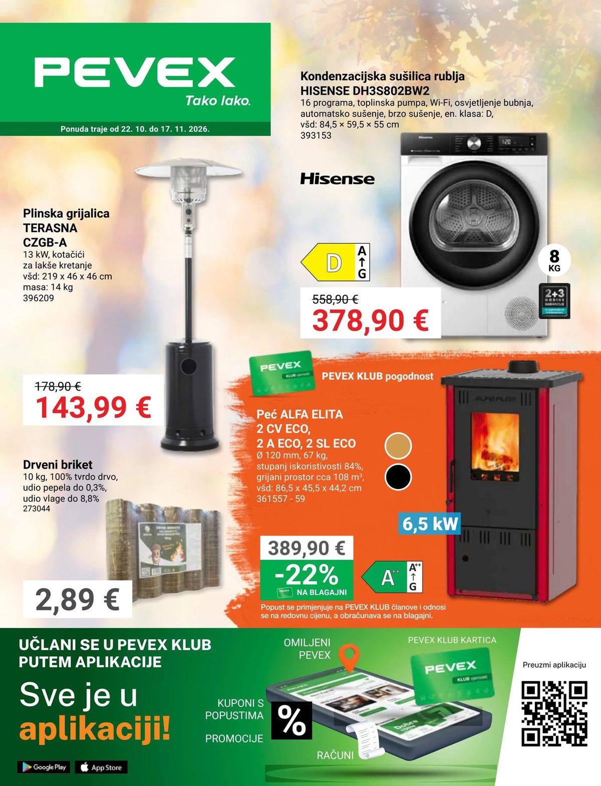 Naslovnica Pevex katalog do 17.11., 298 proizvoda u akciji, vrijedi 22. 10. 2026. – 17. 11. 2026.