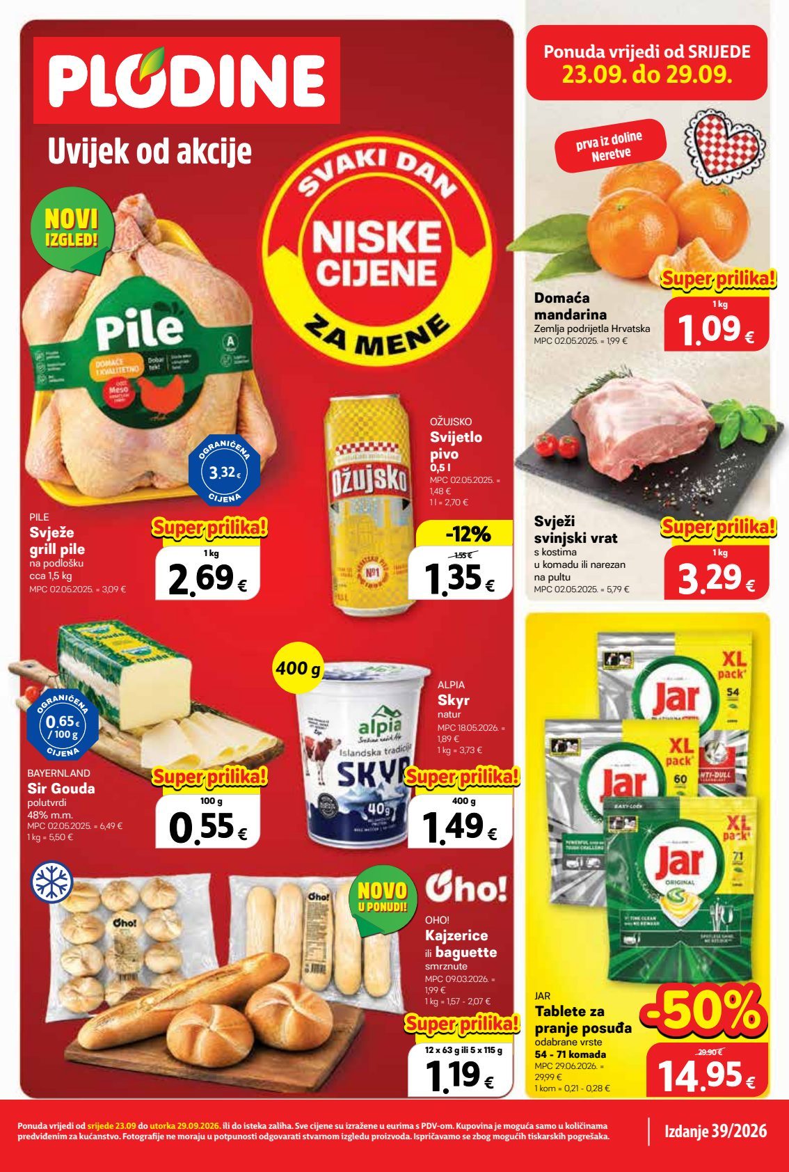 Naslovnica Plodine katalog 39 do 26.9., 411 proizvoda u akciji, vrijedi 23. 09. 2026. – 26. 09. 2026.
