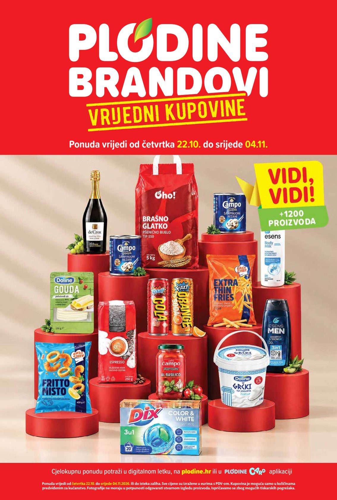 Naslovnica Plodine katalog robne marke do 4.11., 190 proizvoda u akciji, vrijedi 22. 10. 2026. – 04. 11. 2026.