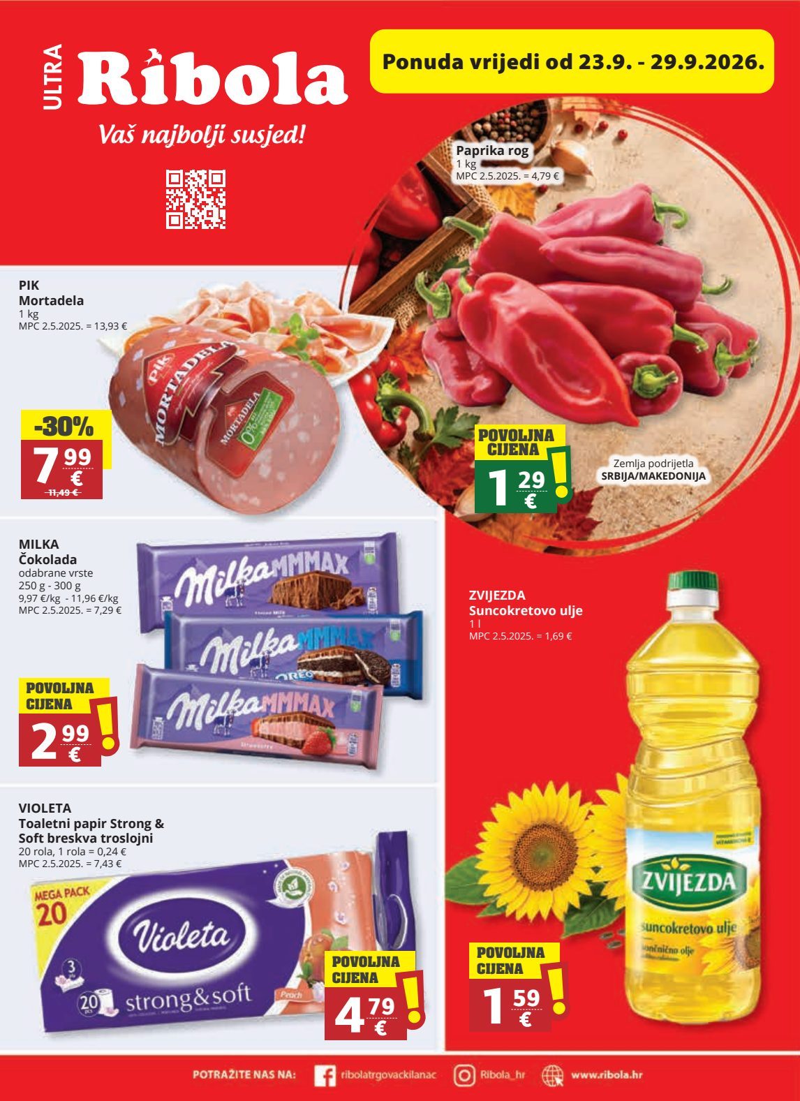 Naslovnica Ribola do 29.9., 171 proizvoda u akciji, vrijedi 23. 09. 2026. – 29. 09. 2026.