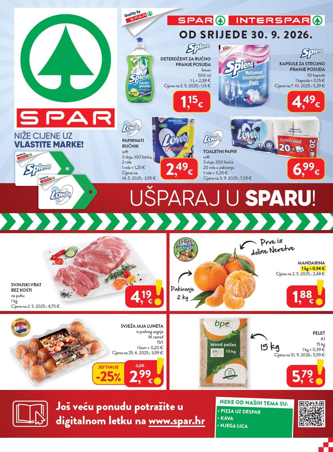 Naslovnica SPAR letak do 6.10., 347 proizvoda u akciji, vrijedi 30. 09. 2026. – 06. 10. 2026.